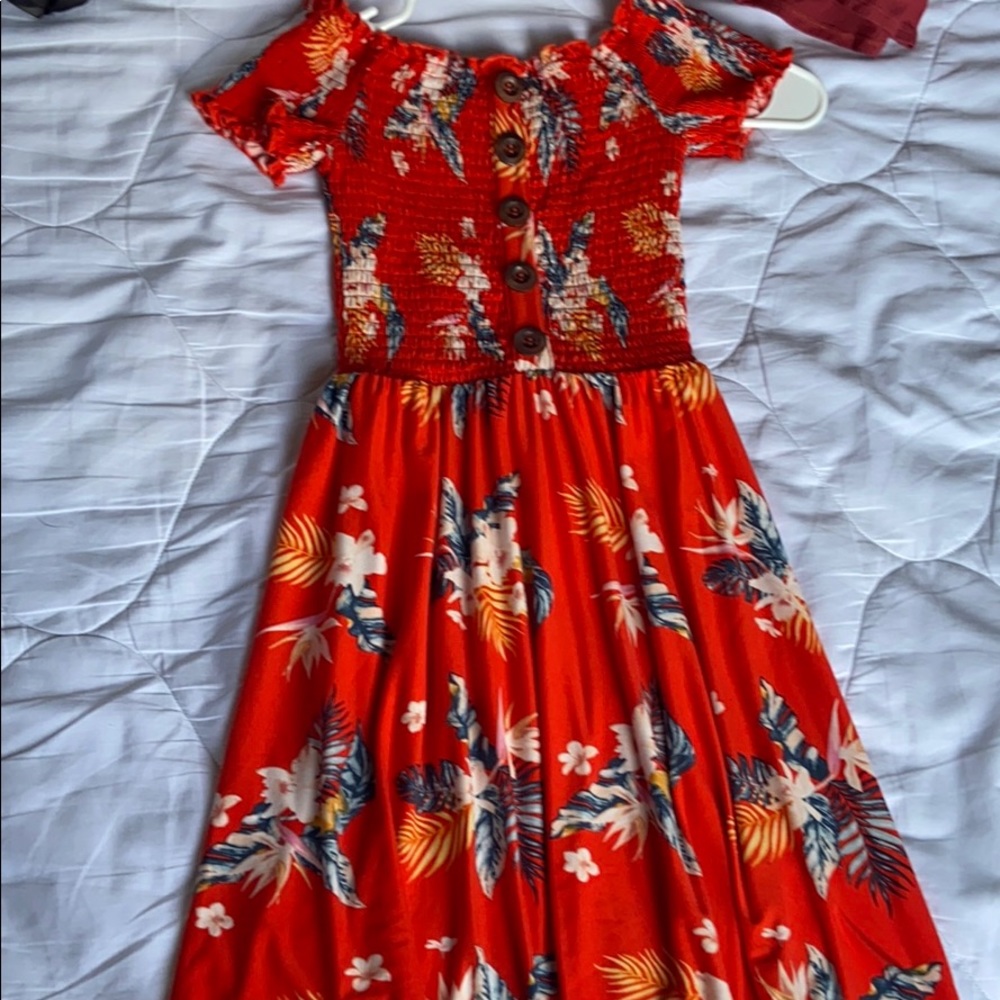 A floral orange dress